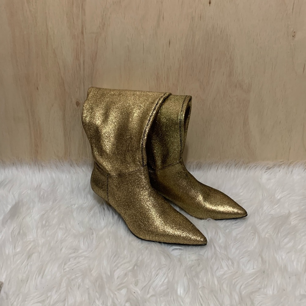 ZARA Metallic Kitten Heel Boot 6.5 7.5 - Picture 4 of 8